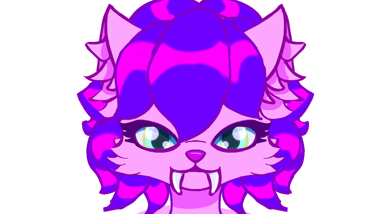 an animated gif of a pink sabrecat bleping :p (click here to go to buy me a coffee)